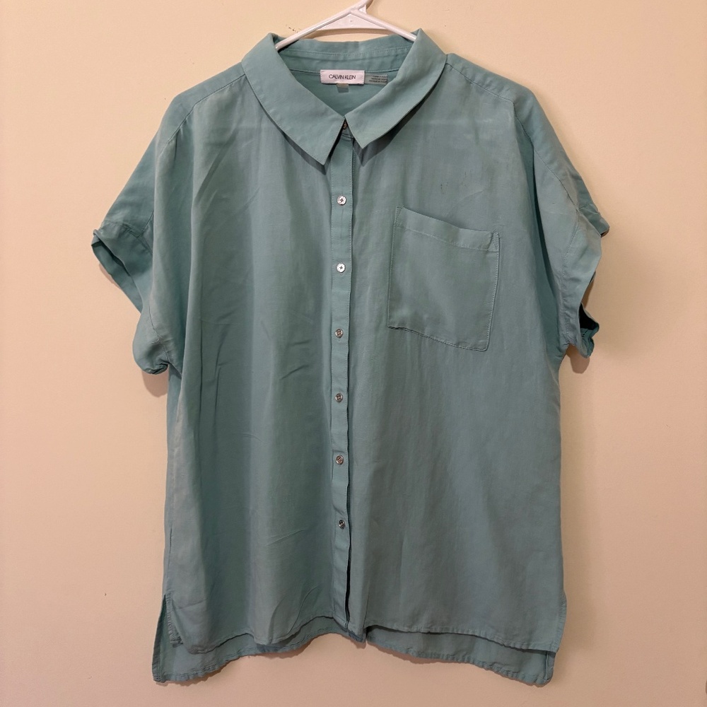 Calvin Klein Short Sleeve Button Up Blouse